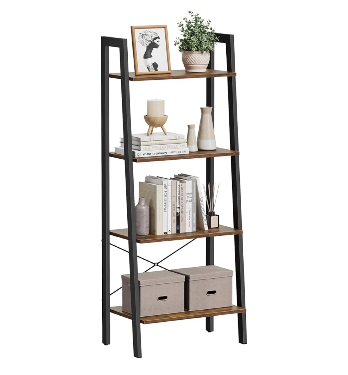 4-Tier Ladder Shelf - Rustic Brown - photo 5