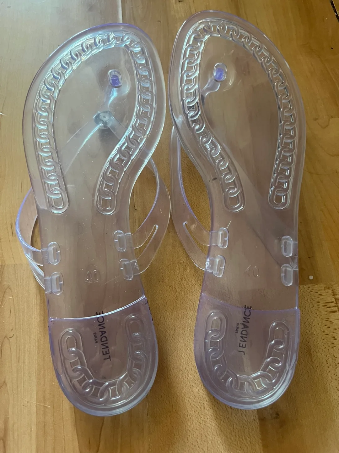 Brand New Tendance Paris Clear Jelly Thong Sandals - Size 10 image indicator(3)