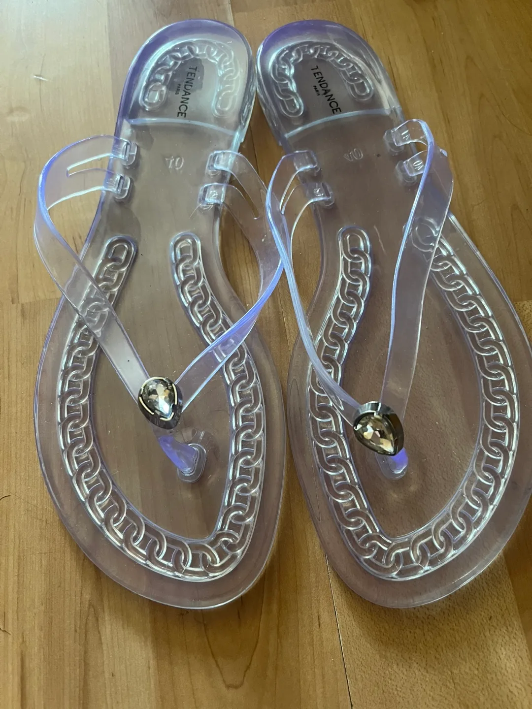 Brand New Tendance Paris Clear Jelly Thong Sandals - Size 10 thumbnail