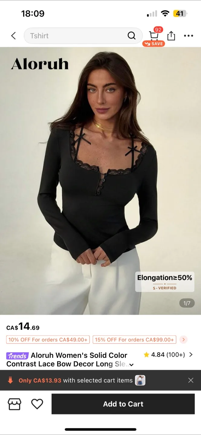 Aloruh Black Lace Bow Long Sleeve thumbnail