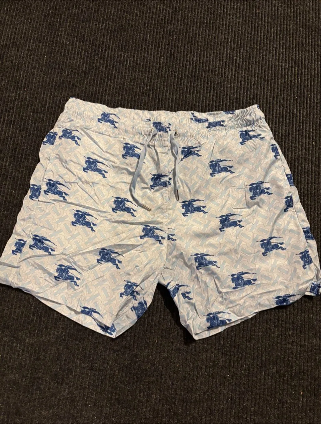 Burberry Monogram Print Silk Trunks Light Blue/Navy Size Large thumbnail