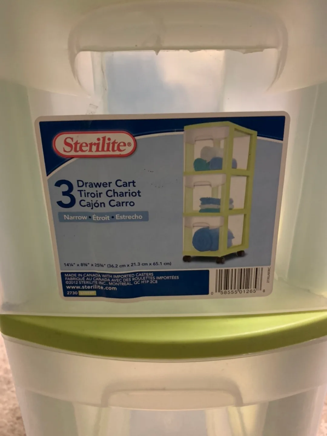 Sterilite 3 Drawer Cart - Narrow thumbnail