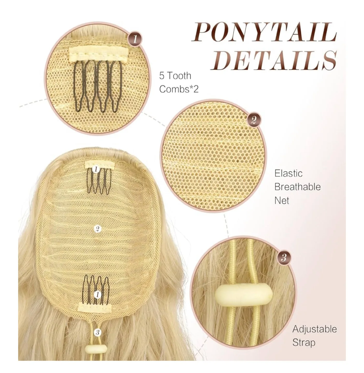 Feshfen Blonde Ponytail Extension image indicator(2)