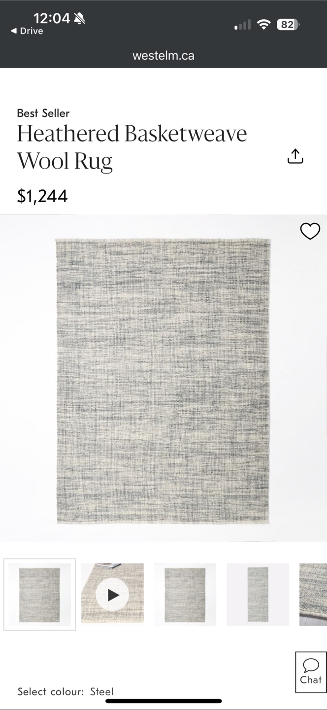 West Elm Heathered Basketweave Wool Rug - Steel - photo 4