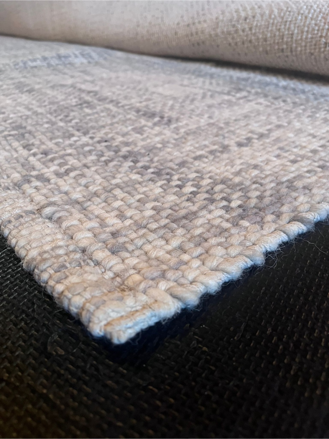 West Elm Heathered Basketweave Wool Rug - Steel