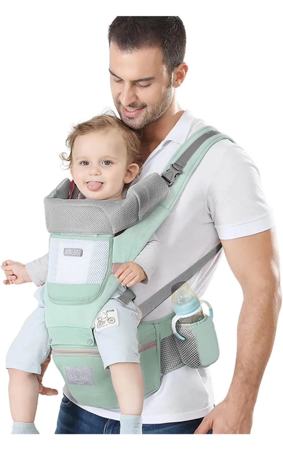 Baby Carrier with Hip seat- Light Green thumbnail
