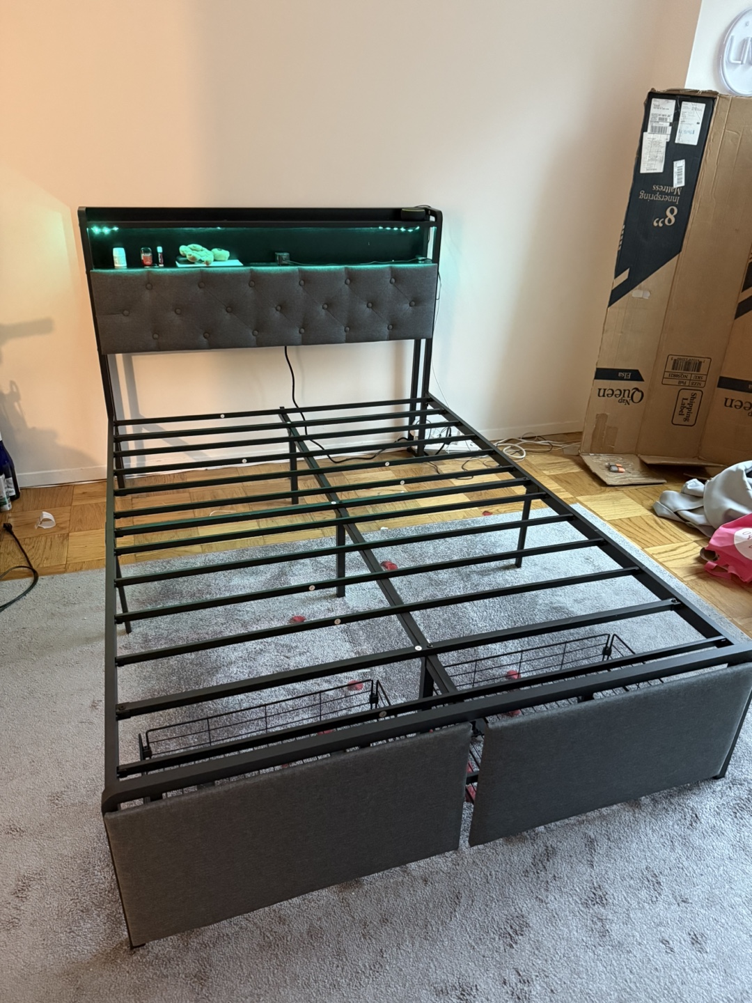 Full-Sized LED Bed Frame (Grey) - Mattress Available - photo 3
