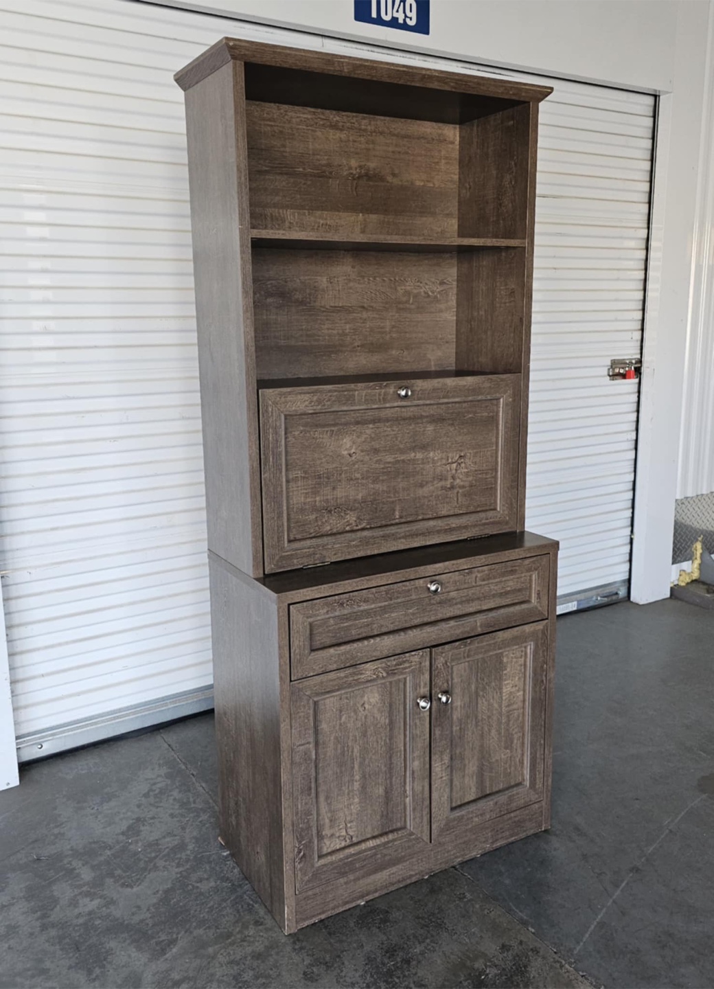 Modern grey/brown 1 drawer secretary book shelf