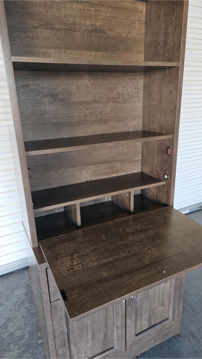 Modern grey/brown 1 drawer secretary book shelf - photo 2