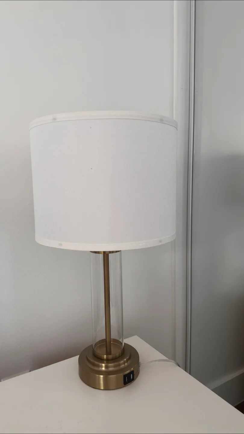 2x Gold Table Lamp with White Shade image indicator(2)
