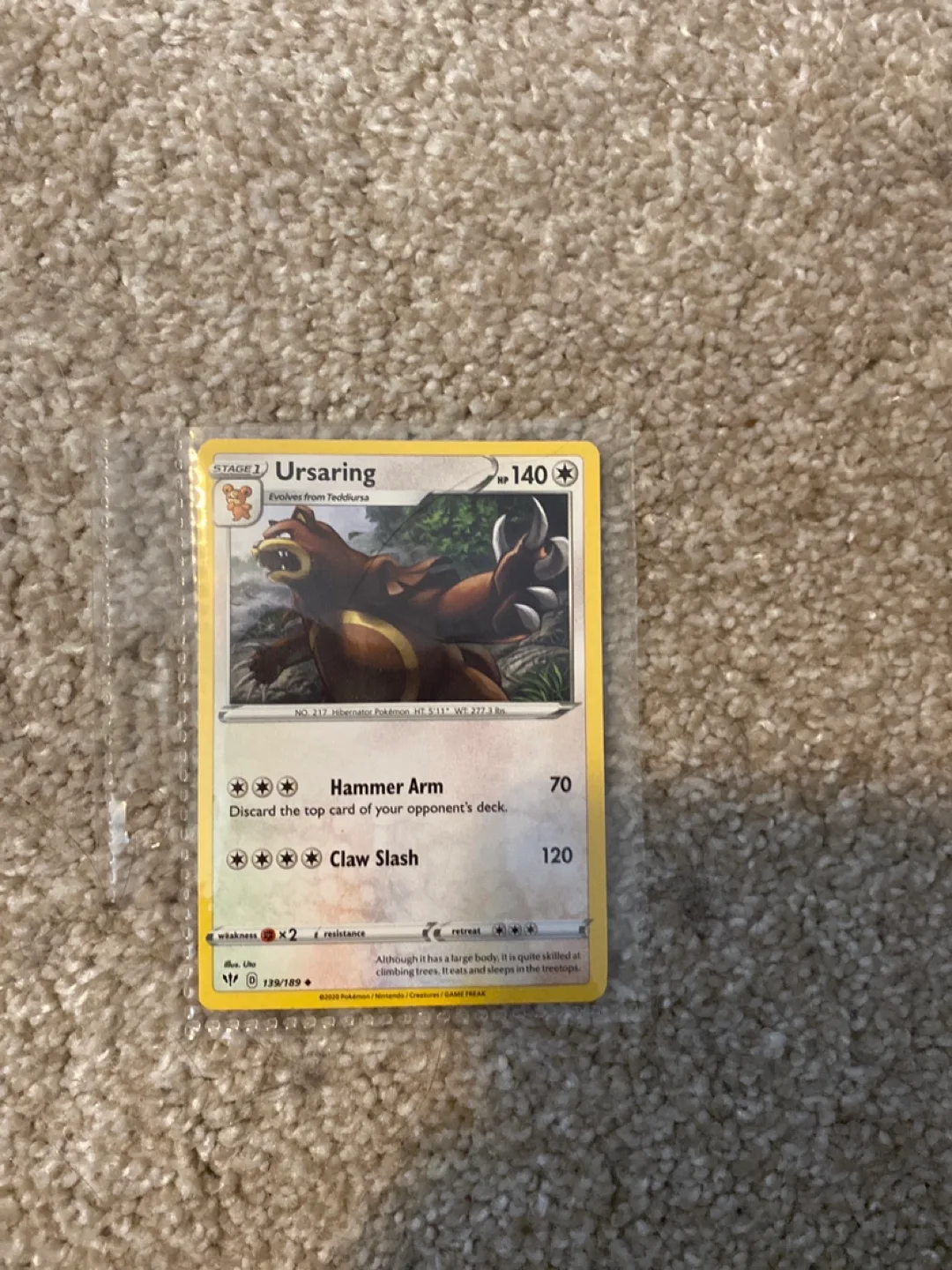 Ursaring Pokémon Card 139/189 thumbnail