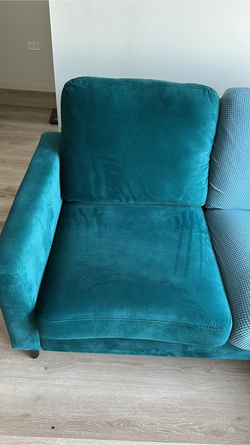 Teal Velvet Sectional Sofa with Chaise - photo 3