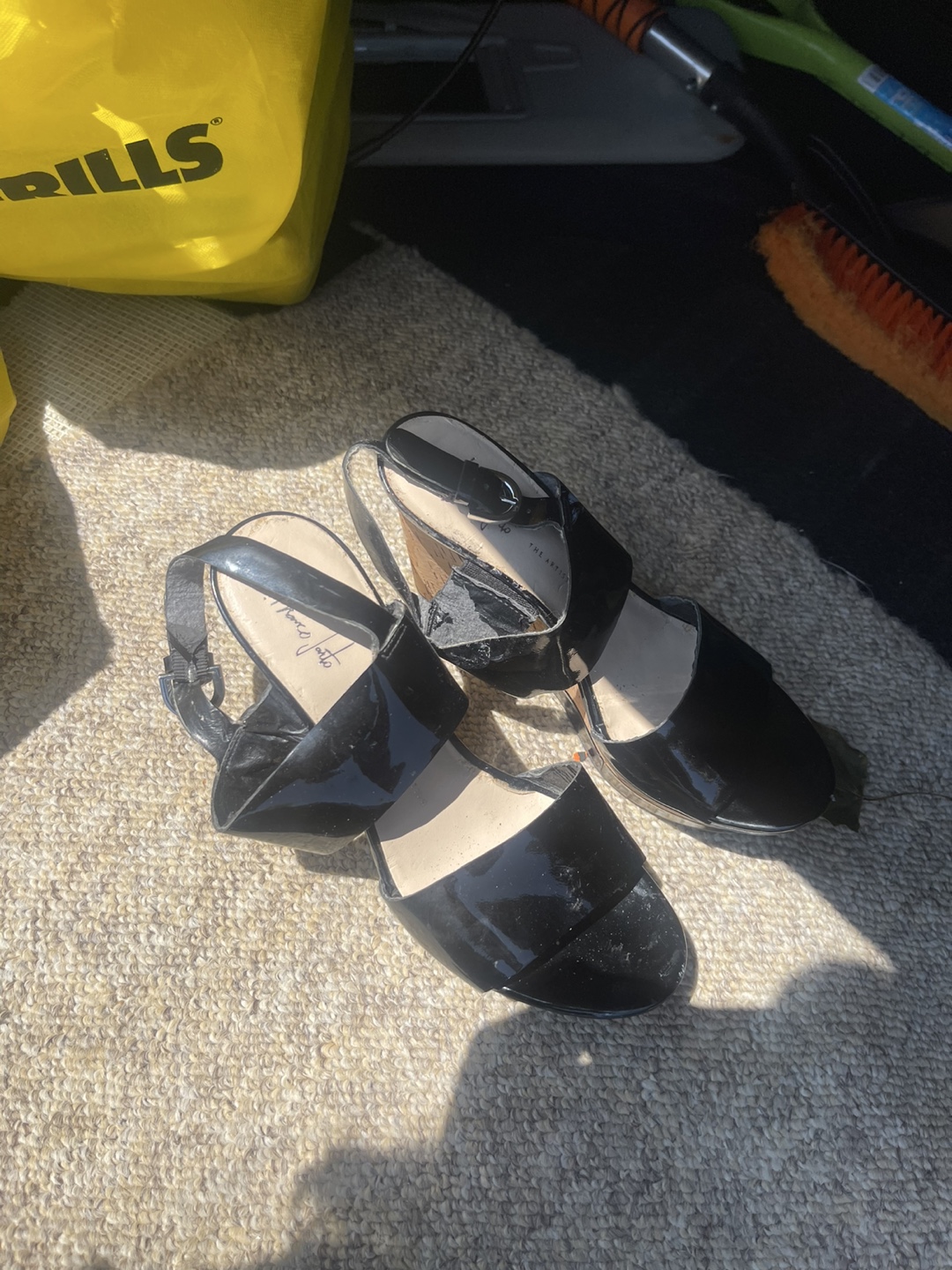 Macy's Black Patent Wedge Sandals Size 8