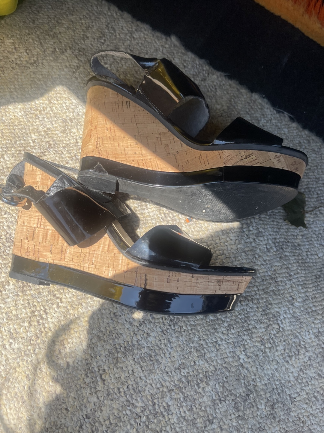 Macy's Black Patent Wedge Sandals Size 8 - photo 2