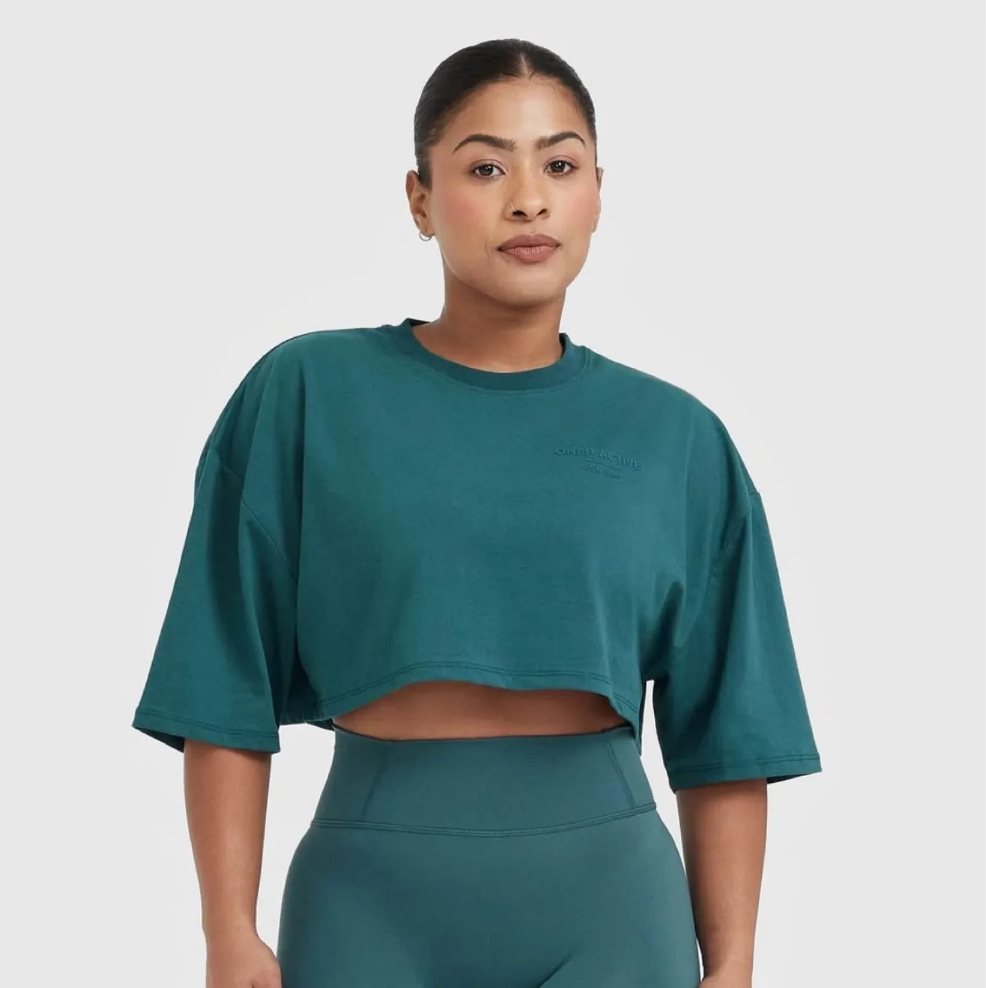 Oner Active Cropped T-Shirt - Teal thumbnail