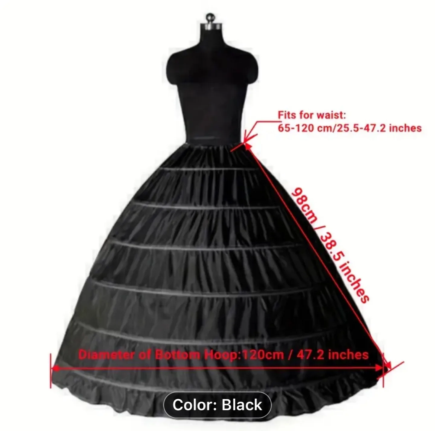 Black Hoop Skirt Petticoat image indicator(2)