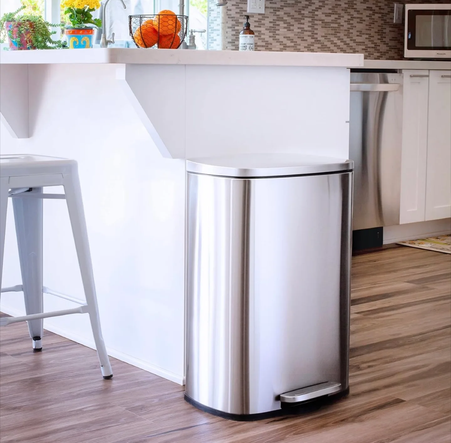 50L Stainless Steel Step Trash Can image indicator(4)