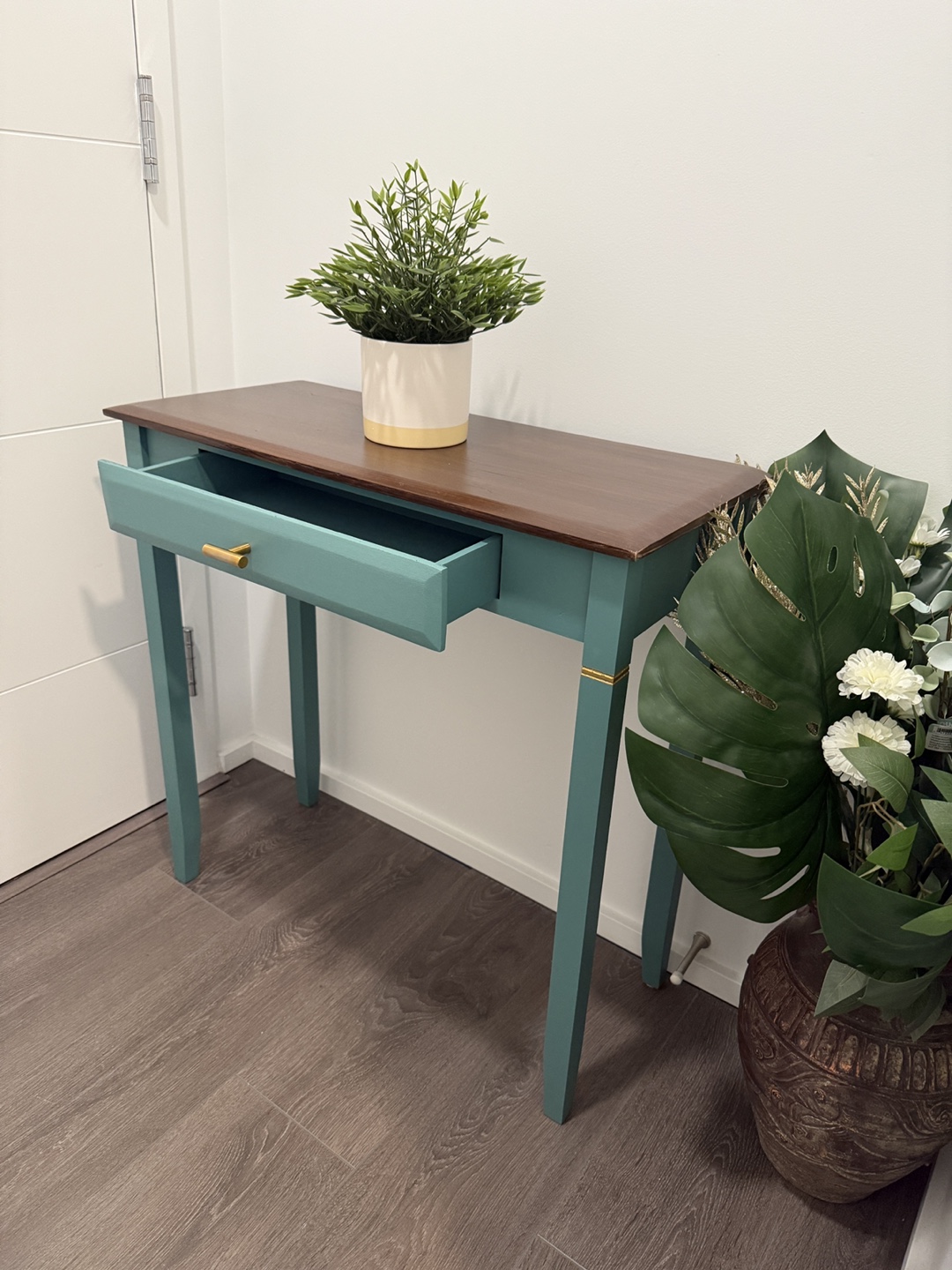 Teal & Brown Console Table