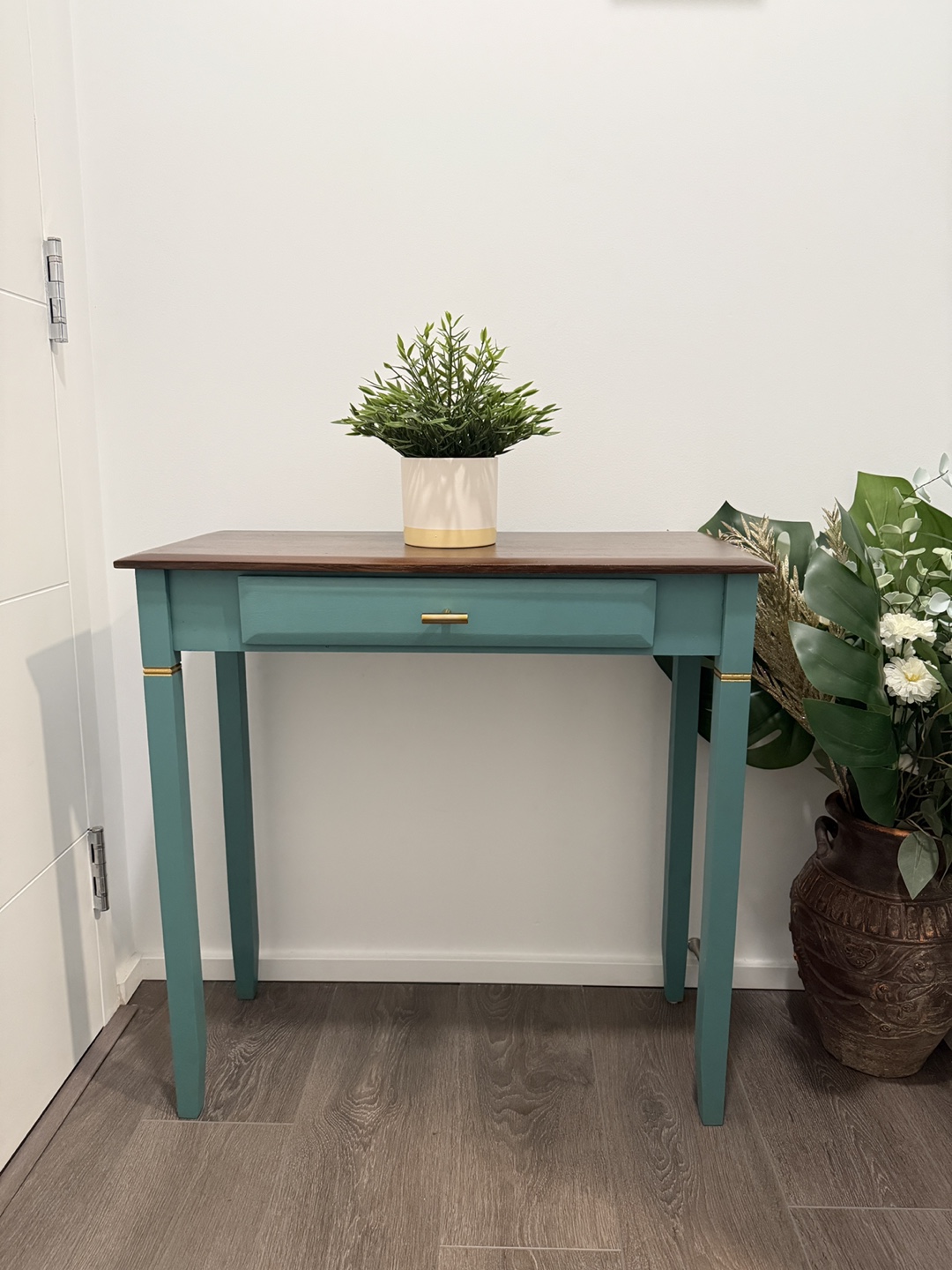 Teal & Brown Console Table - photo 2