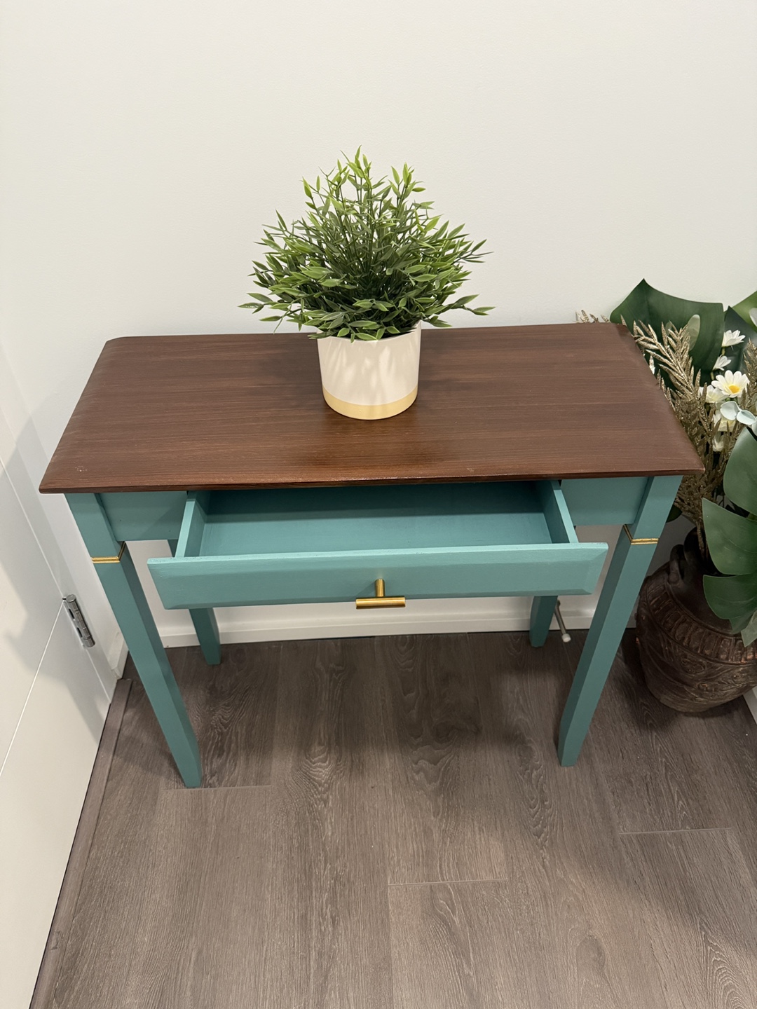 Teal & Brown Console Table - photo 3
