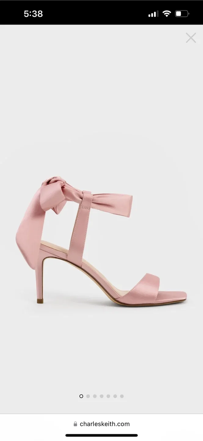 Charles & Keith Pink Satin Heels thumbnail