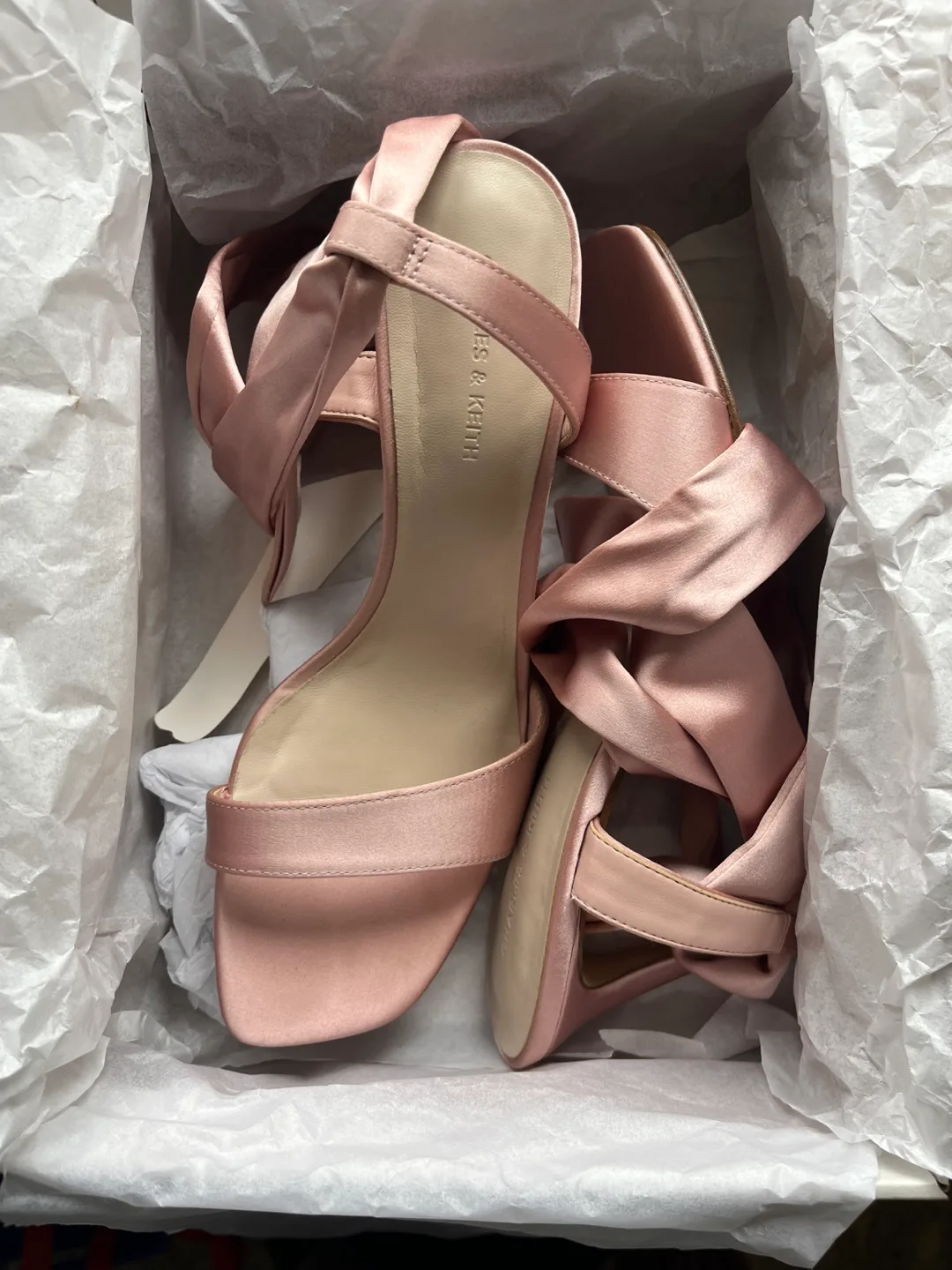 Charles & Keith Pink Satin Heels thumbnail