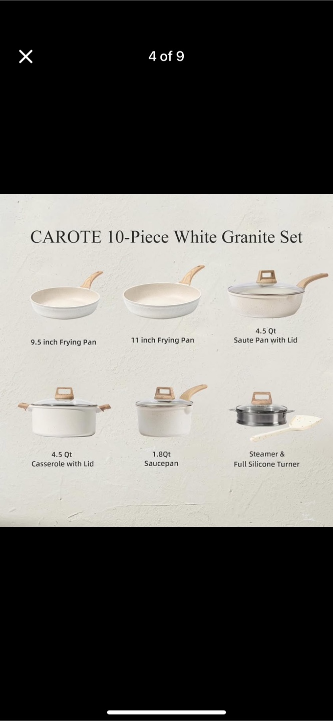 New Carote 10-Piece White Granite Cookware Set - photo 4
