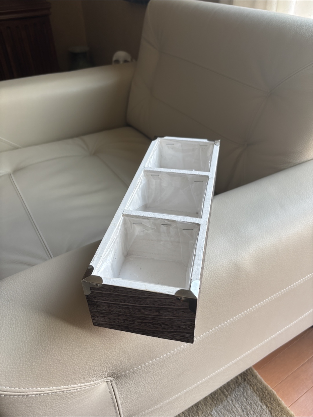 Wood Box with Liner, Grey Washed - photo 2