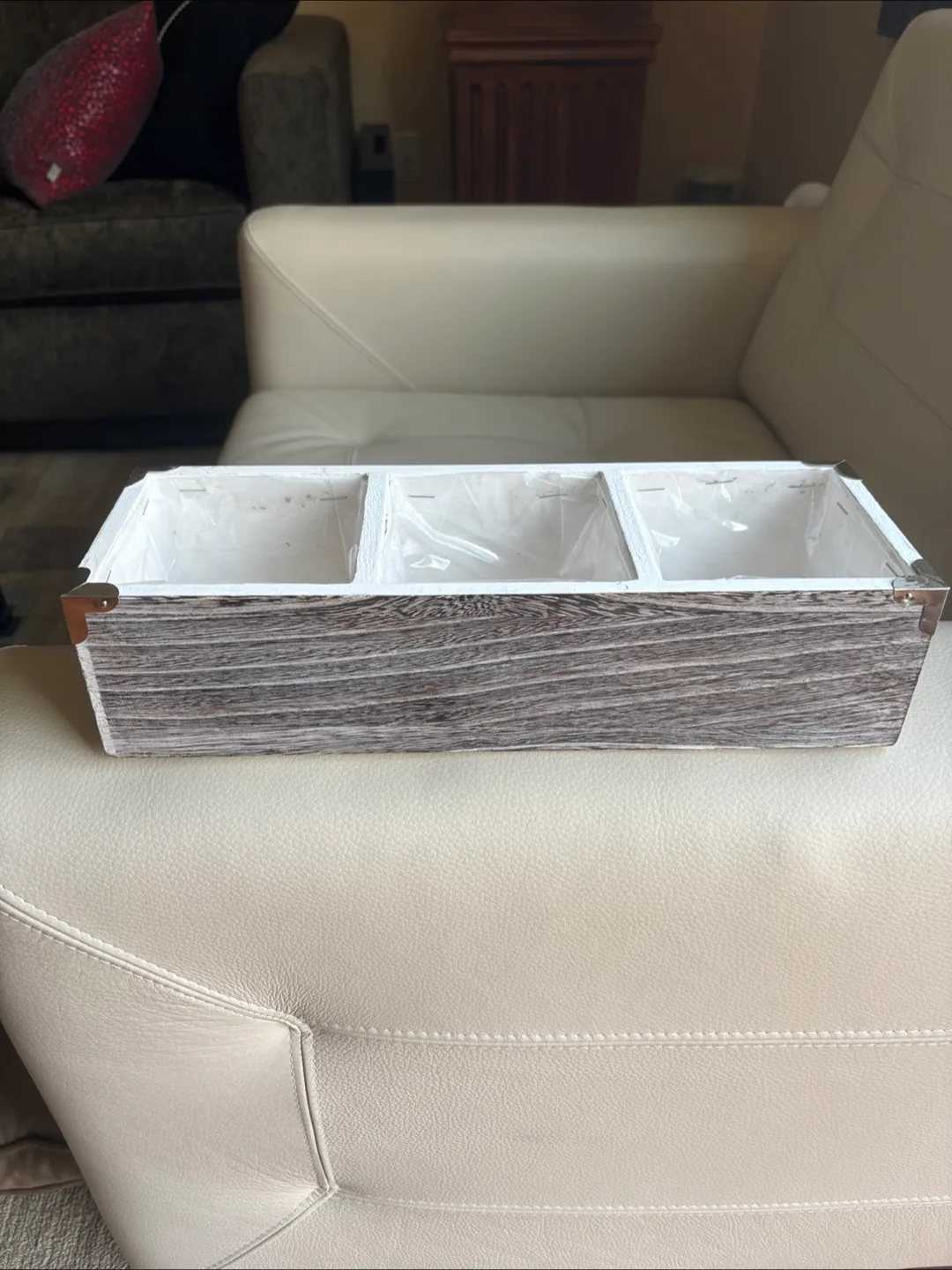 Wood Box with Liner, Grey Washed thumbnail