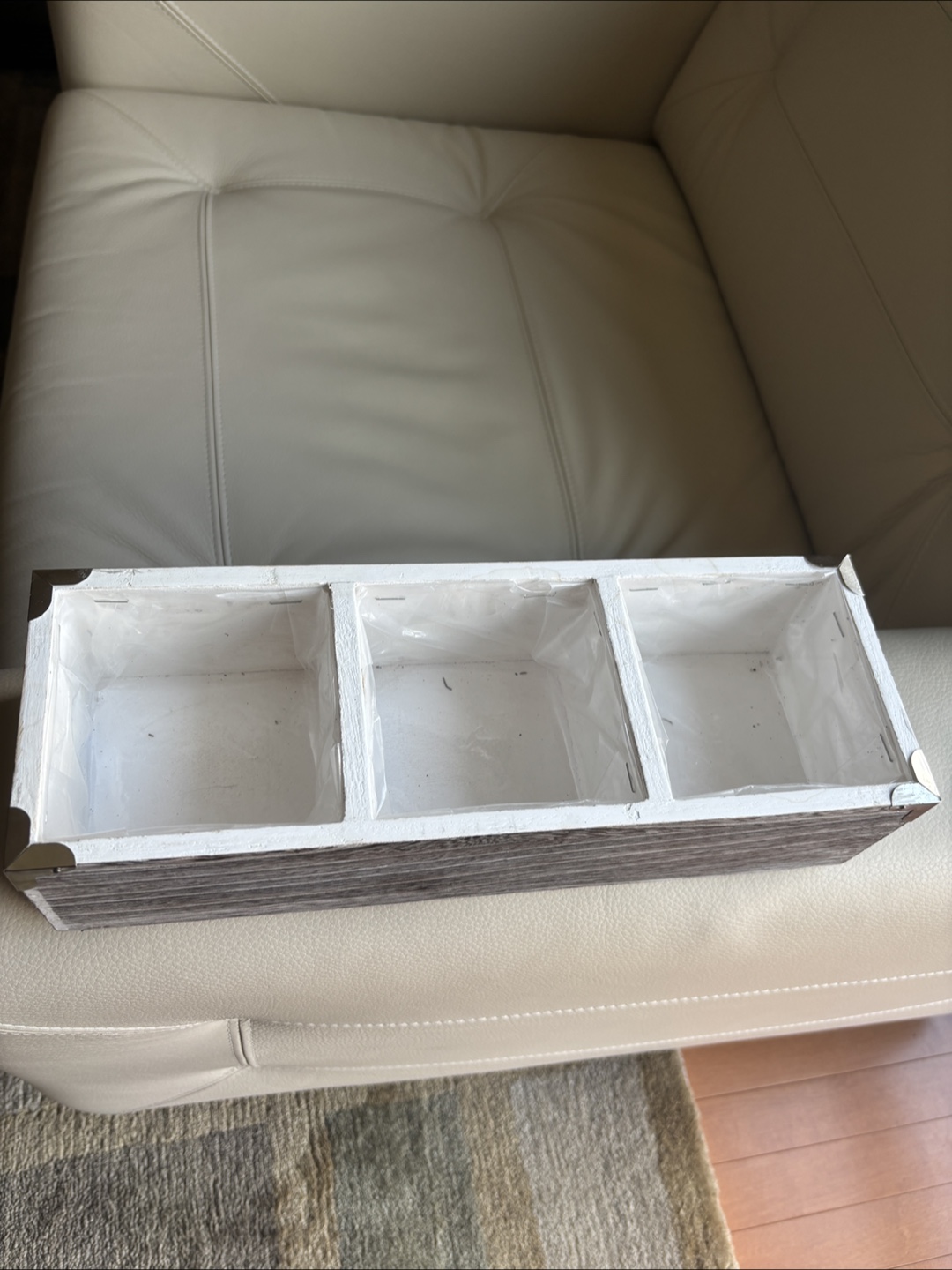 Wood Box with Liner, Grey Washed - photo 3