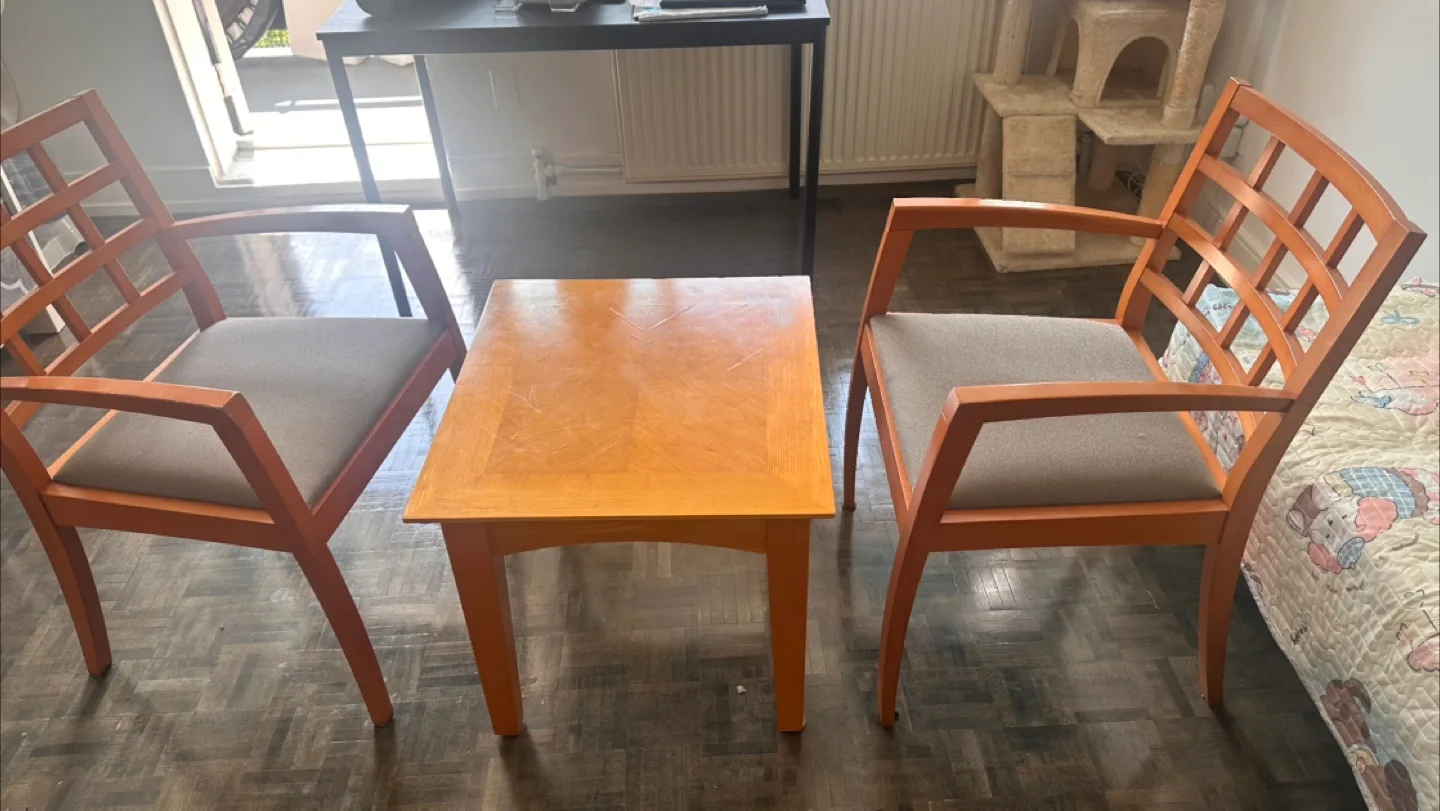 Wood Chair & Table Set thumbnail