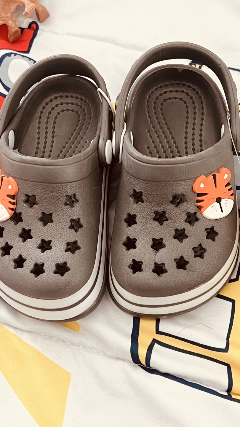 Kids Brown Clogs with Tiger