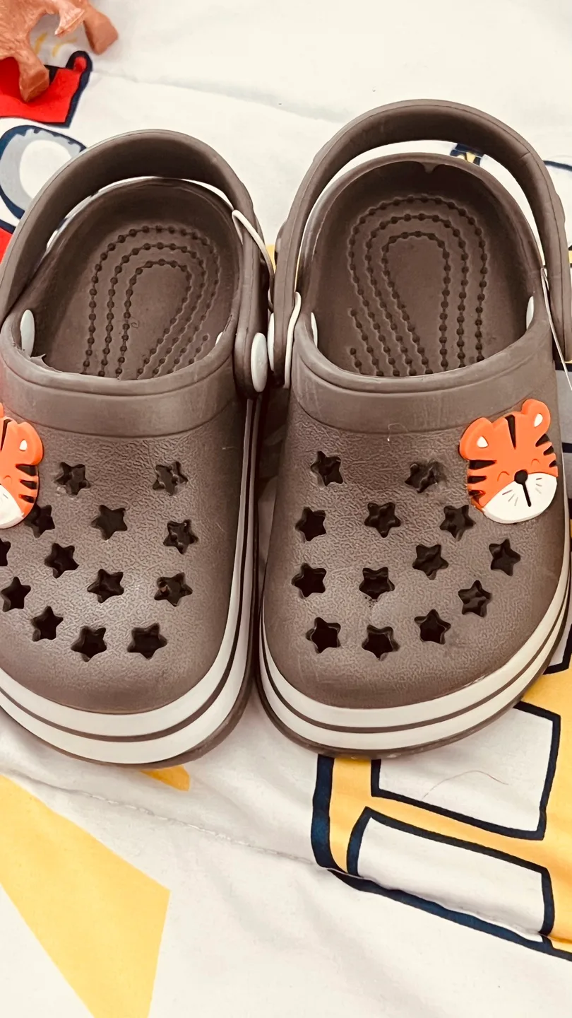 Kids Brown Clogs with Tiger thumbnail