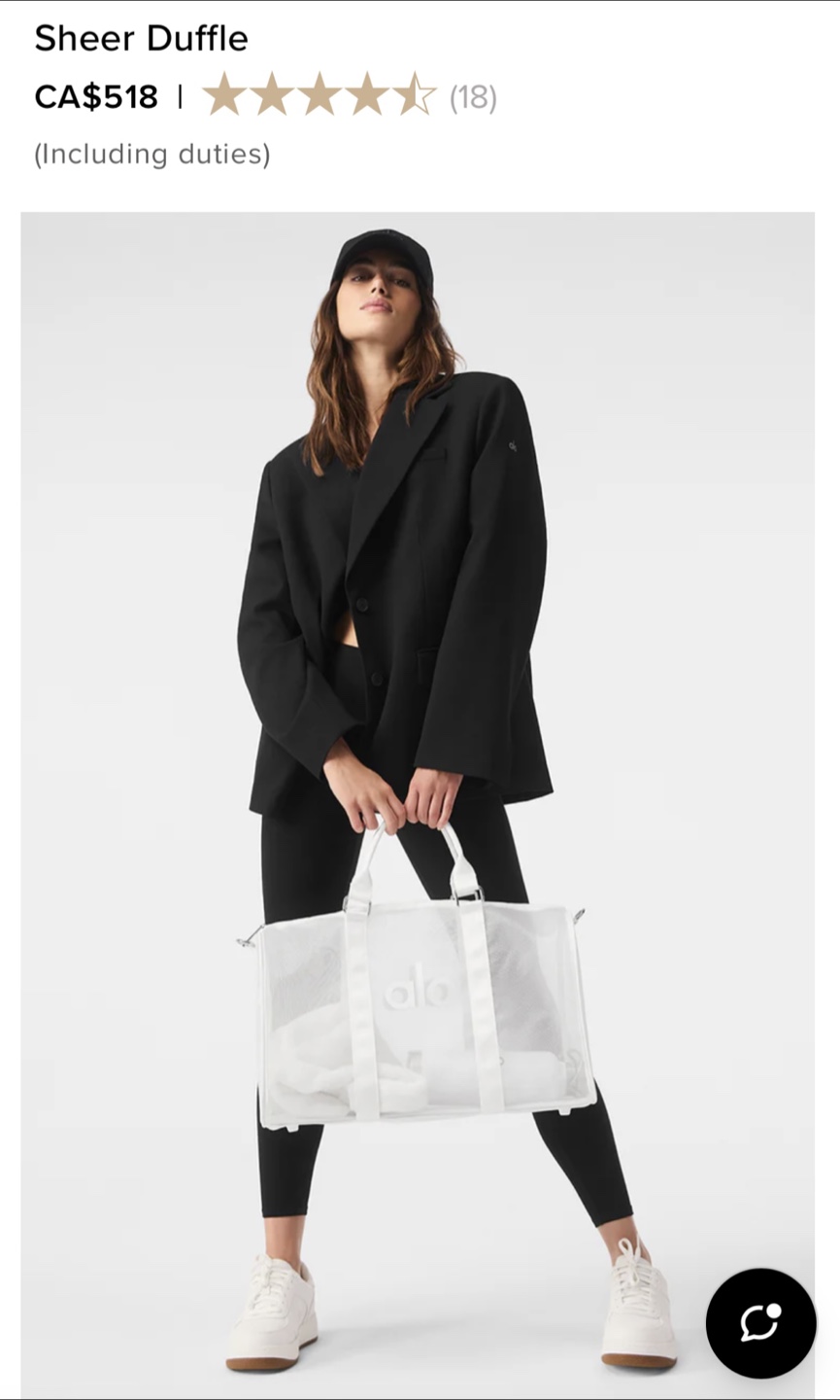 Alo Yoga Sheer Duffle Bag - Black/White - photo 4