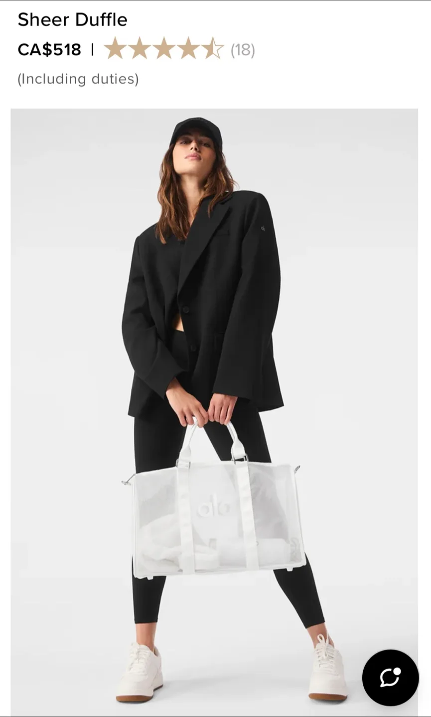 Alo Yoga Sheer Duffle Bag - Black/White image indicator(4)