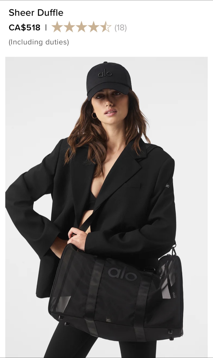 Alo Yoga Sheer Duffle Bag - Black/White - photo 3