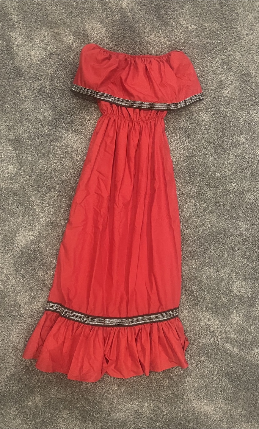 Red Off-Shoulder Mexican Dress - Size M