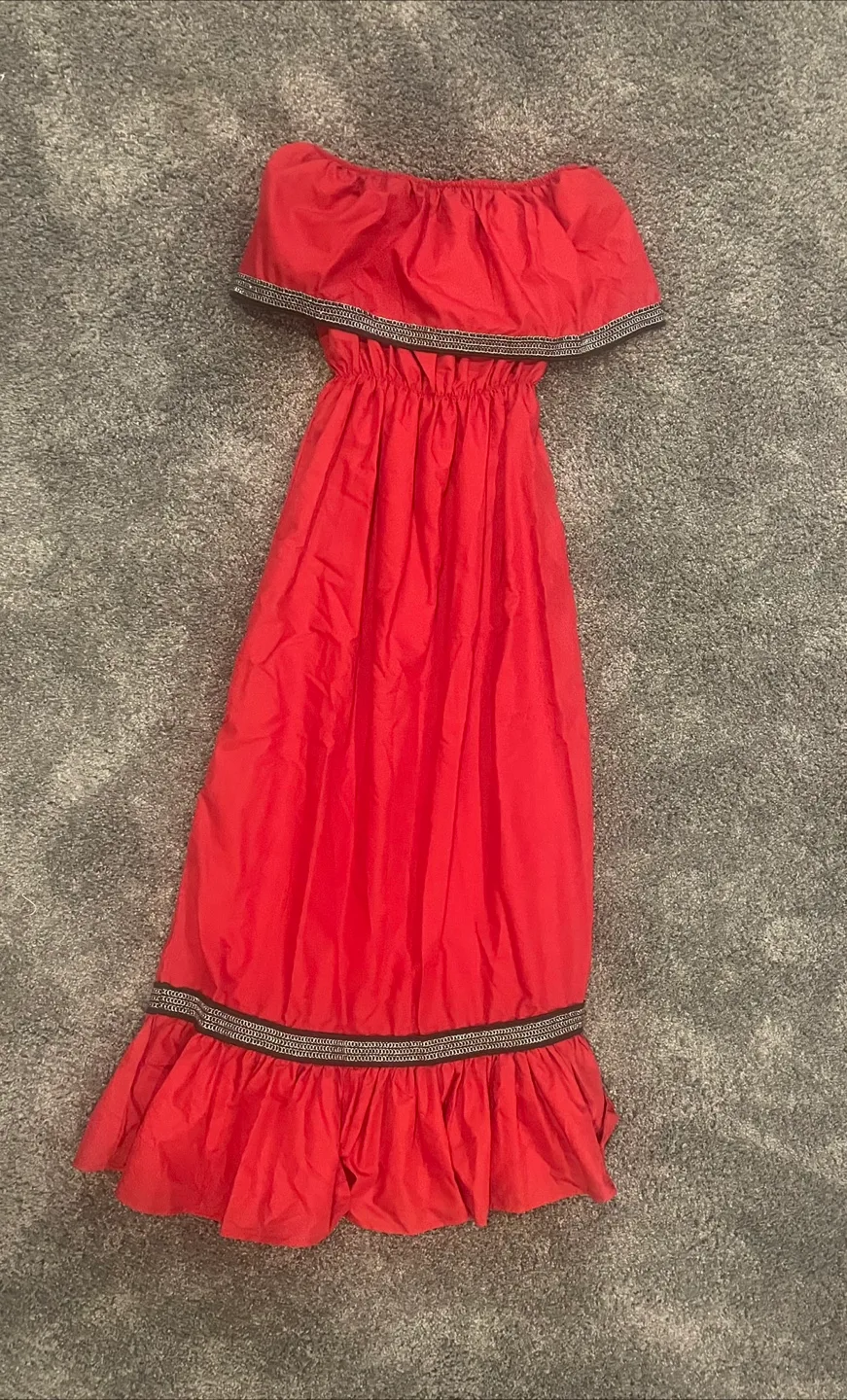 Red Off-Shoulder Mexican Dress - Size M thumbnail