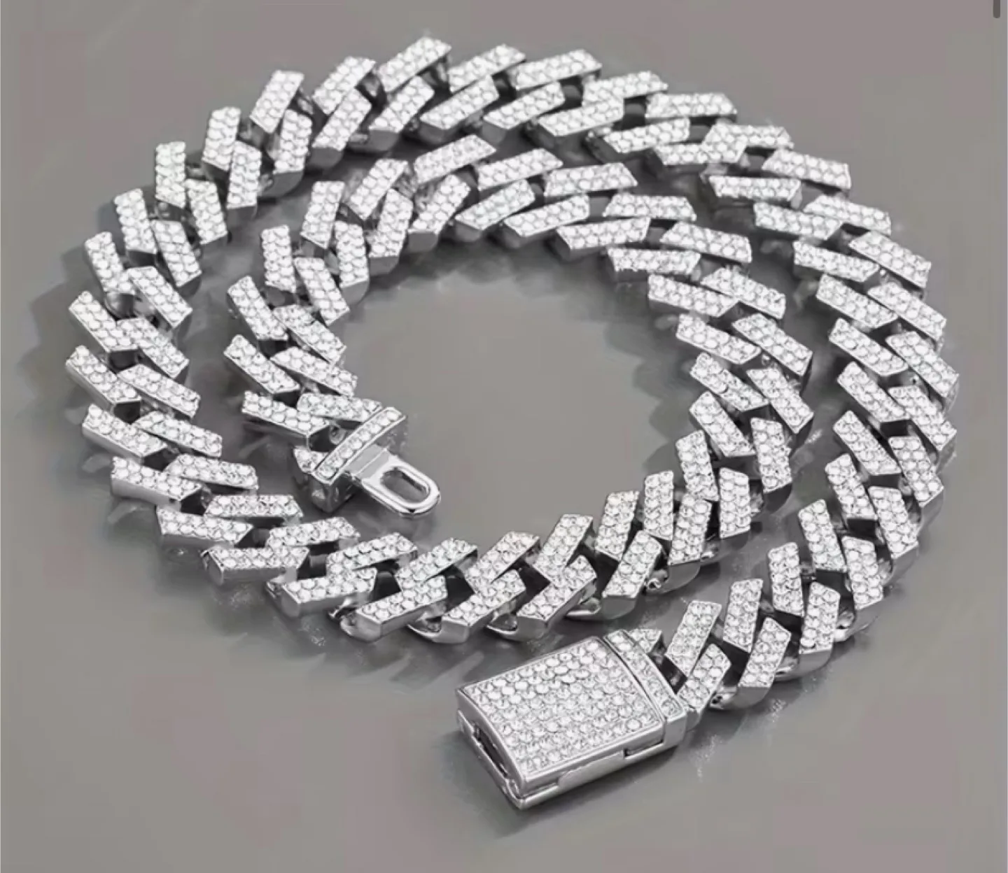 Silver-tone Rhinestone Watch & Chain Set thumbnail