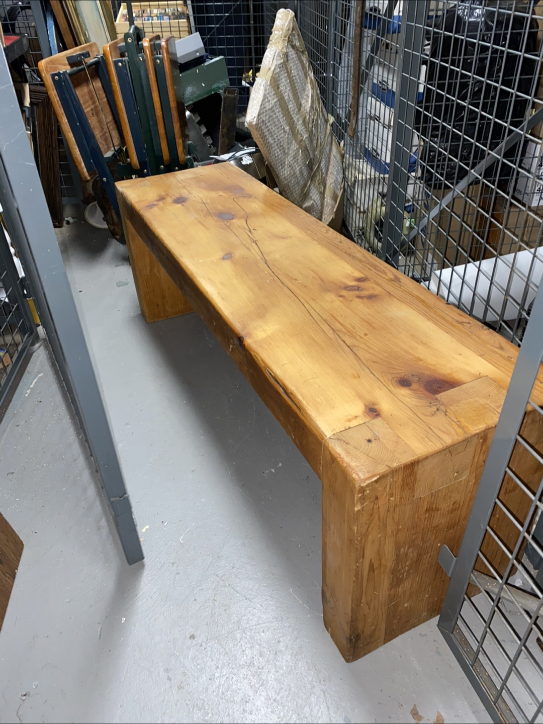Superb vintage industrial solid pine bench. - photo 3