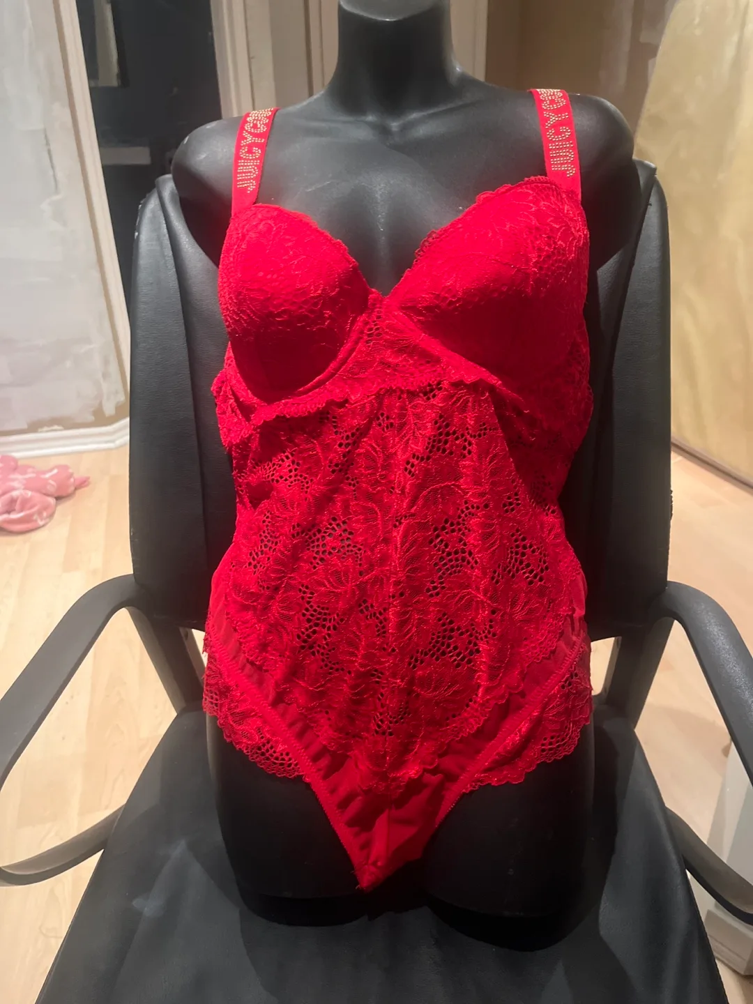 Juicy Couture Red Lace Bodysuit - Size XL image indicator(2)