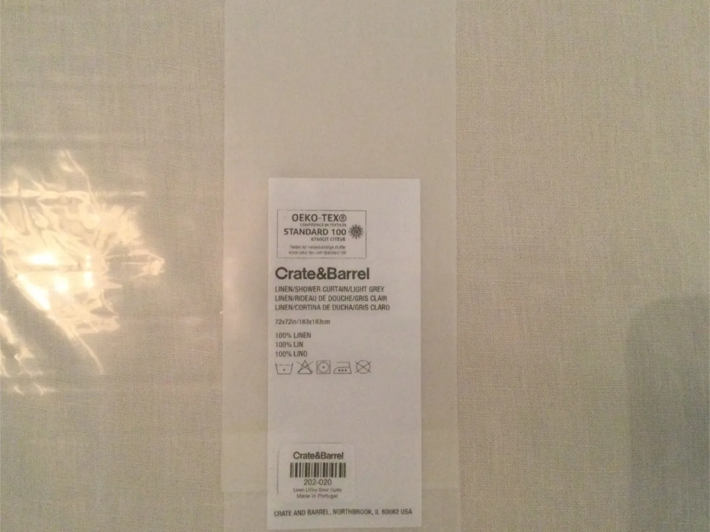 Crate & Barrel Linen Shower Curtain, Light Grey, 72x72" image indicator(3)