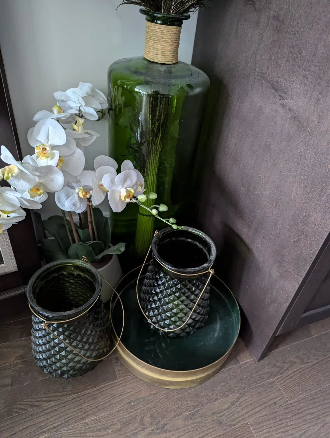 Green Glass Decorative Lanterns (Set of 2) thumbnail