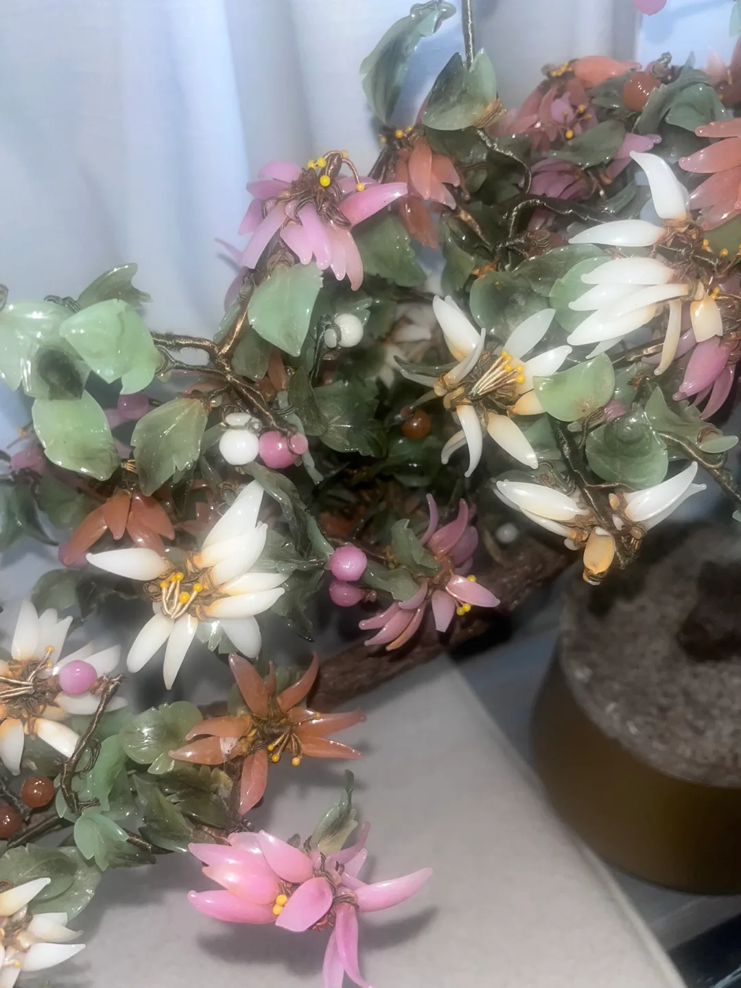 Vintage jade Artificial Bonsai Tree with Flowers image indicator(3)