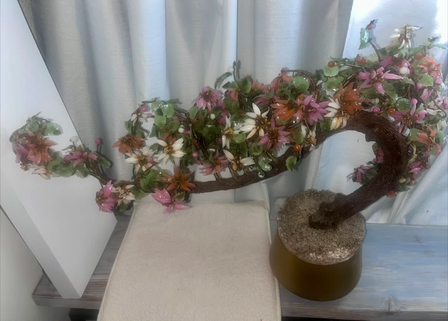 Vintage jade Artificial Bonsai Tree with Flowers image indicator(2)