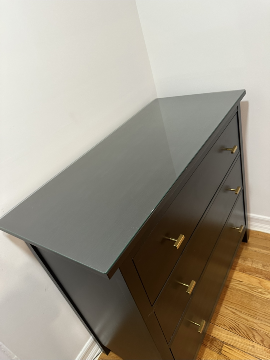 IKEA Black 3-Drawer Dresser with Glass Top - photo 3