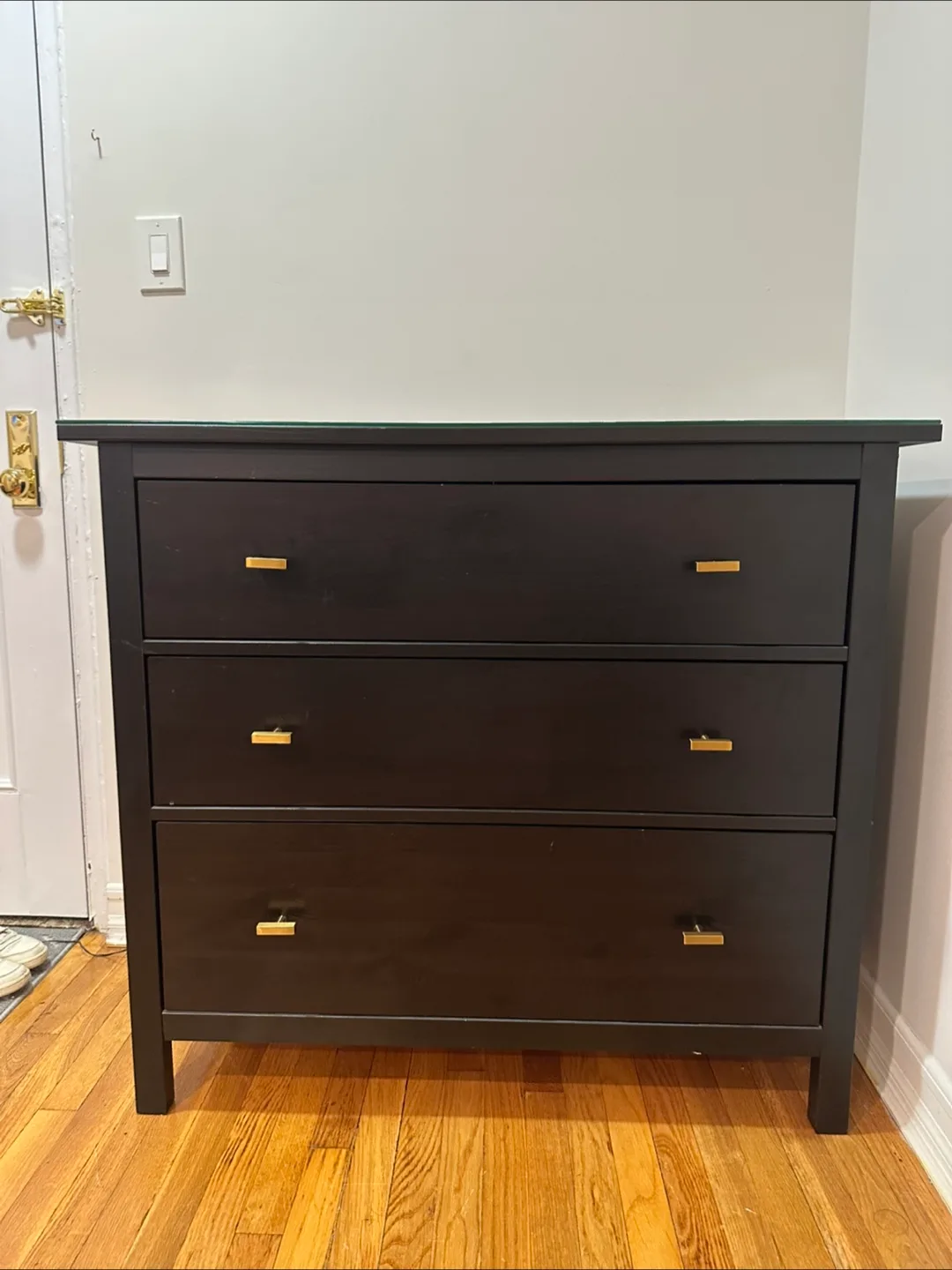 IKEA Black 3-Drawer Dresser with Glass Top thumbnail