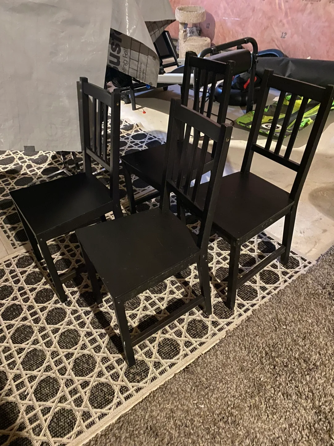 4 Black Wooden Chairs thumbnail
