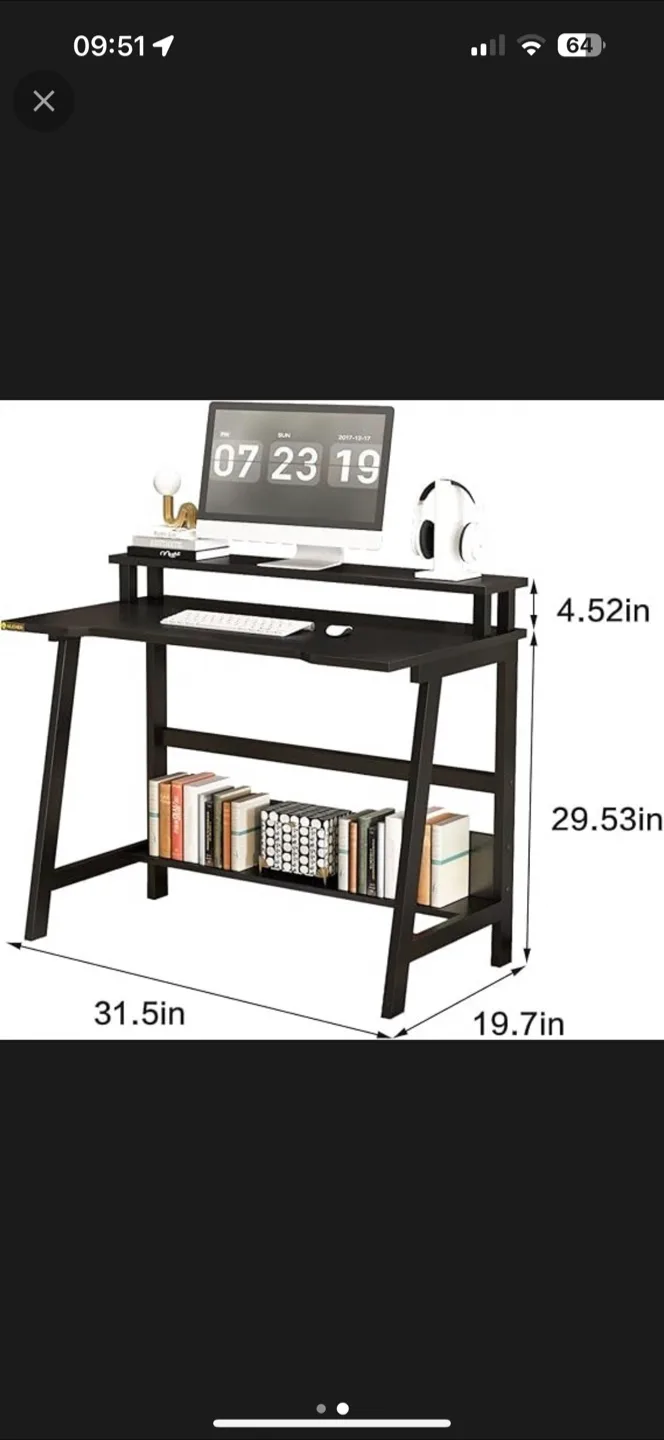 Black Computer Desk with Shelf thumbnail
