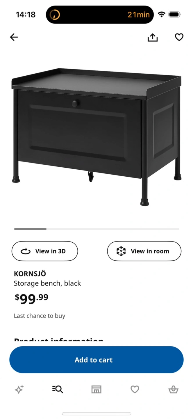 IKEA KORNSJÖ Storage Bench - Black - photo 5